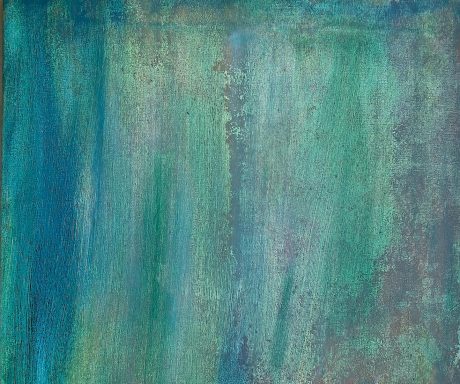 Naturliebe Abstrakte Malerei in Blau- und Grüntönen mit sanften Übergängen.