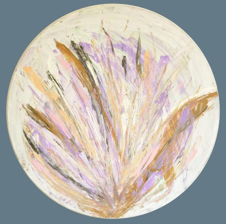 Abstracte Darstellung von sanften Farbtönen in einer runden Form.