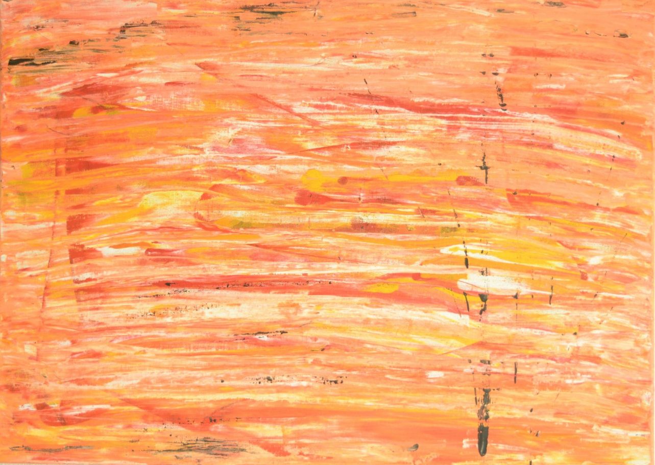 Sedimente der Zeit-2 Hintergrund in orange mit kräftigen, geschwungenen Strukturen und Texturen.
