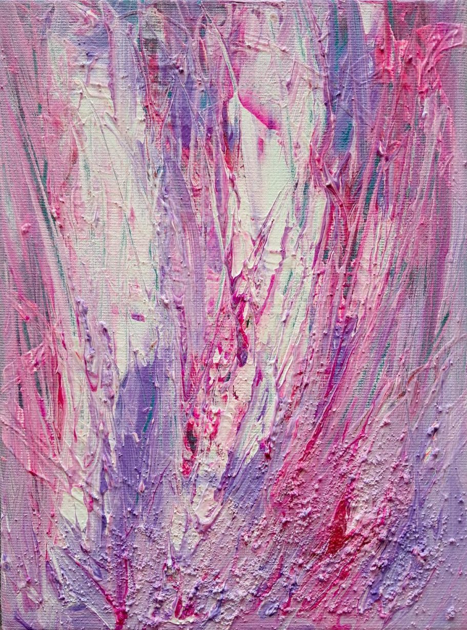 Befreite Farben-2 Abstracte Mischtechnik mit kräftigen Lila- und Rosatönen.